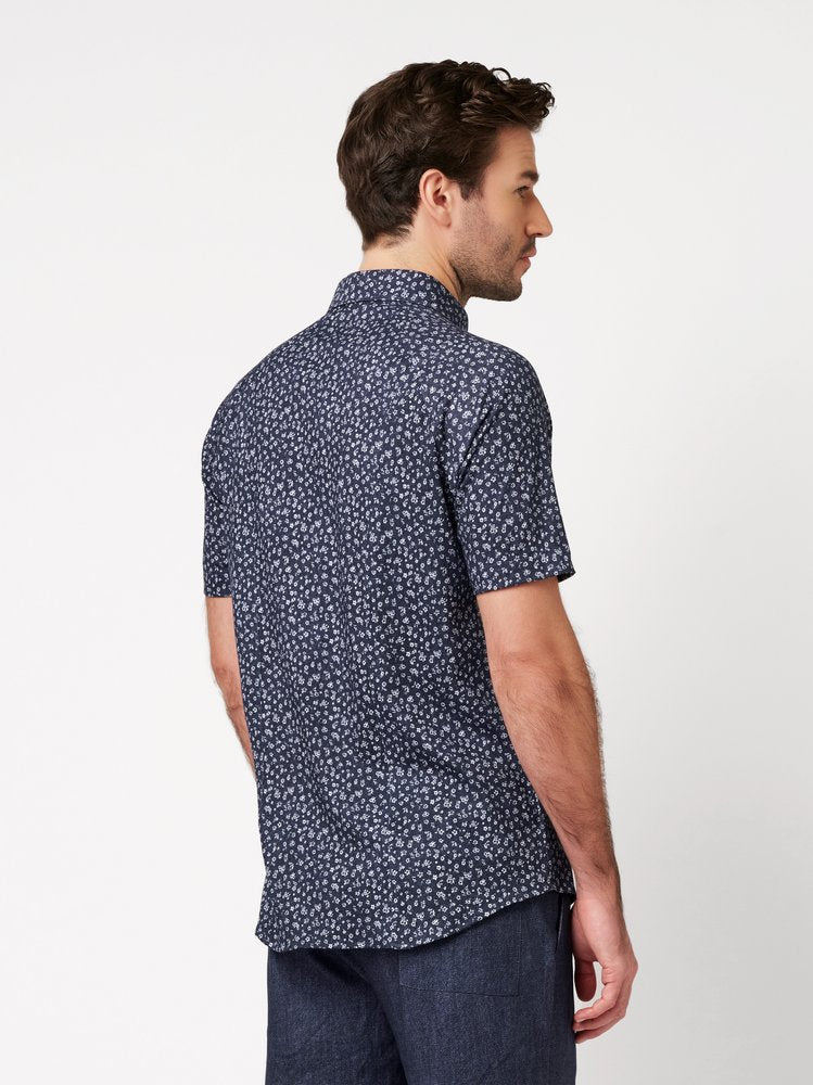 Casual Kent 1/2 Dark Blue Denim With Flowers