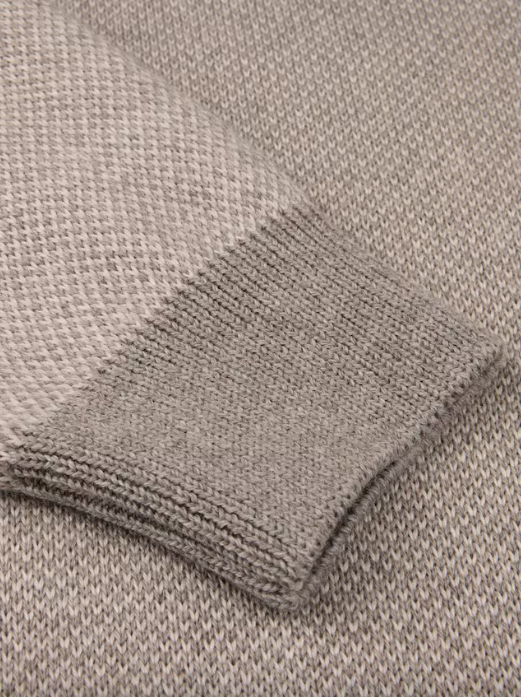 Sweater Knitted Crew Neck Patterned Merino Wool