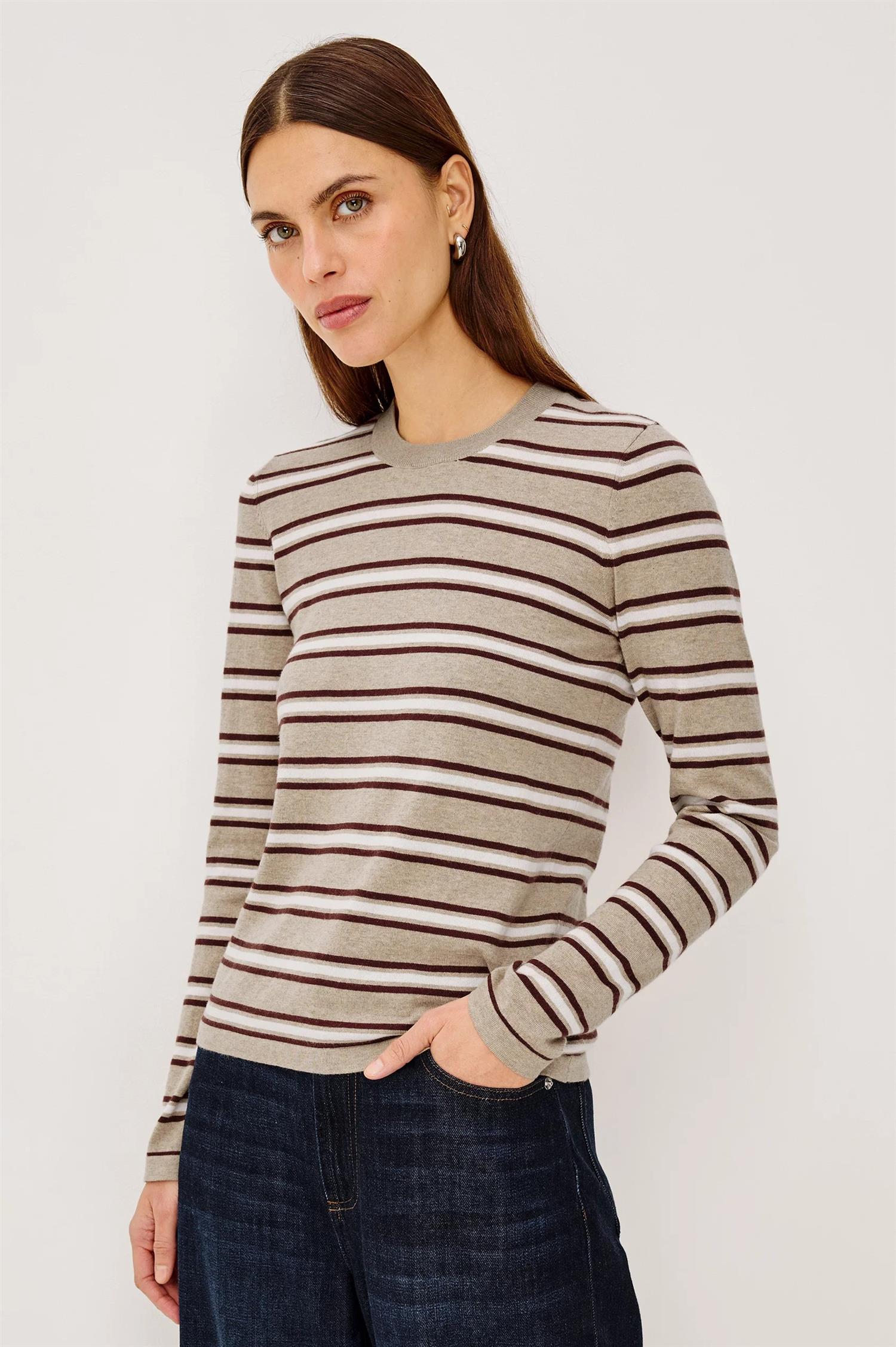 Davie Knit Top Heather Oat Stripe