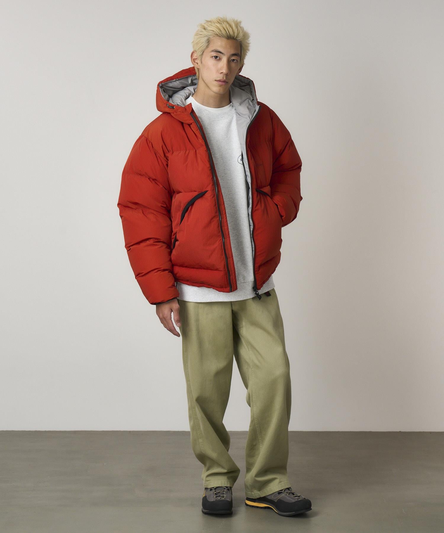 Down Puffer Hooded Jacket Burnt Red