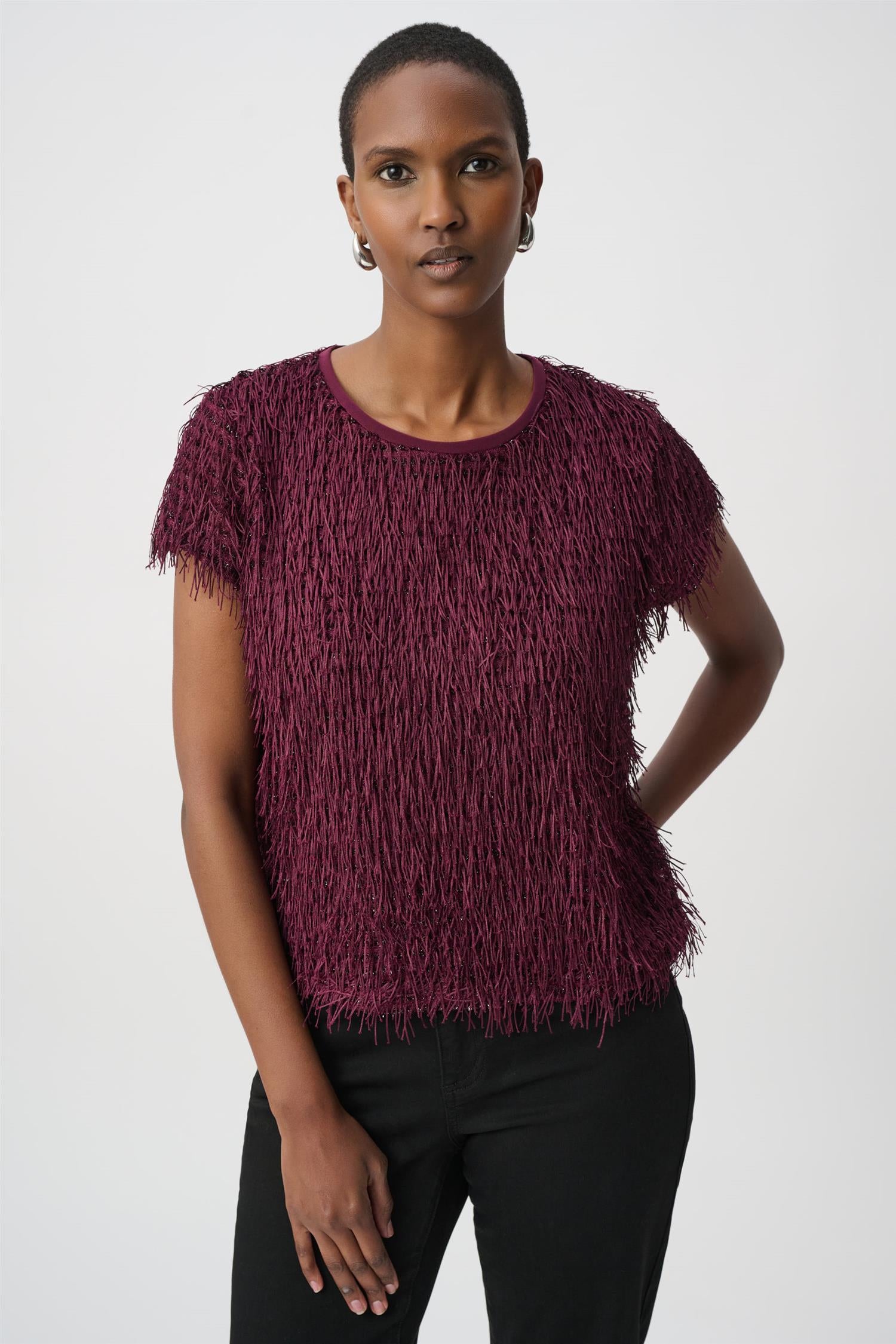 Novelty Fringe Top Elderberry