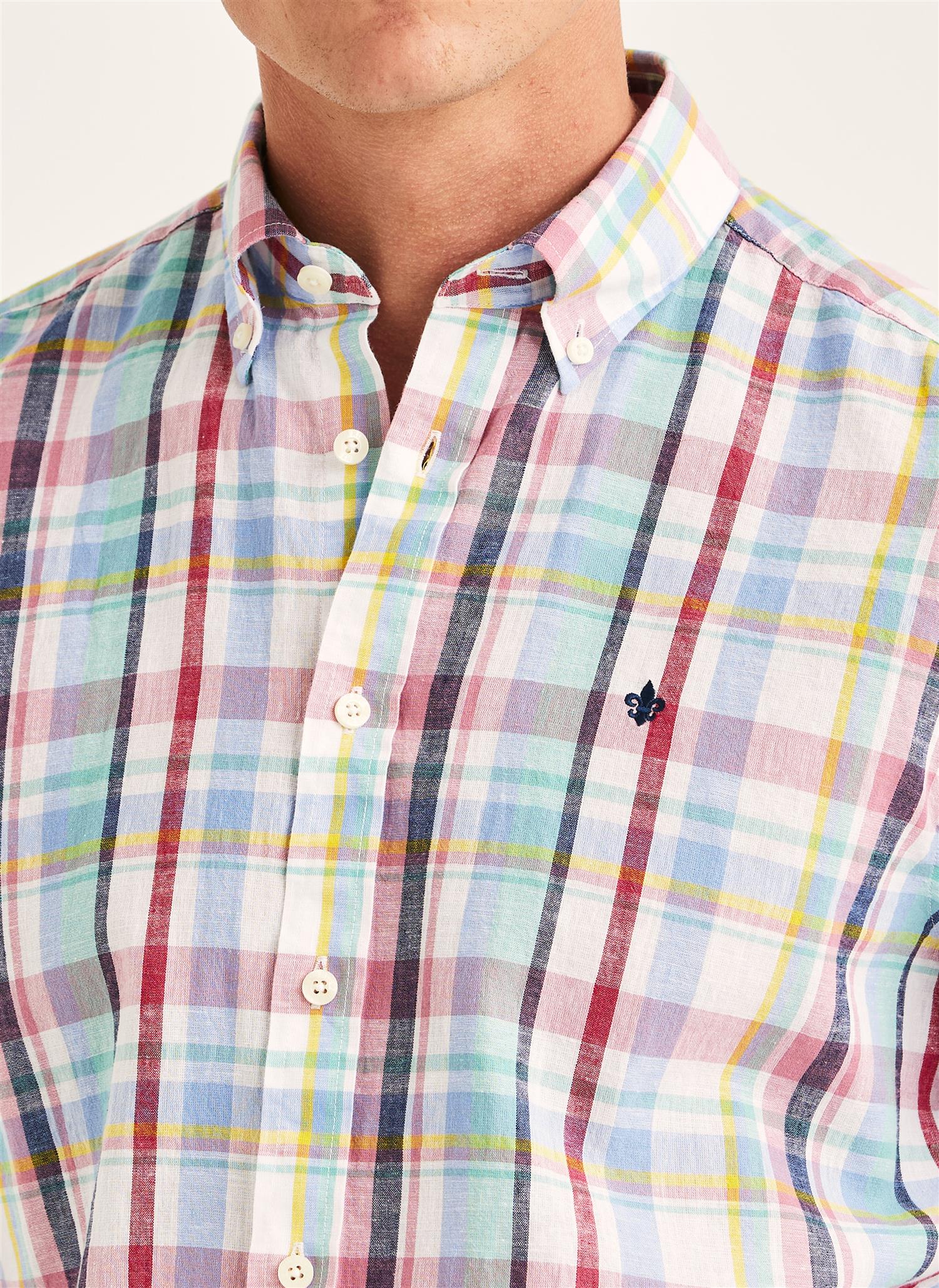 Linen Preppy Check shirt cassic Pink