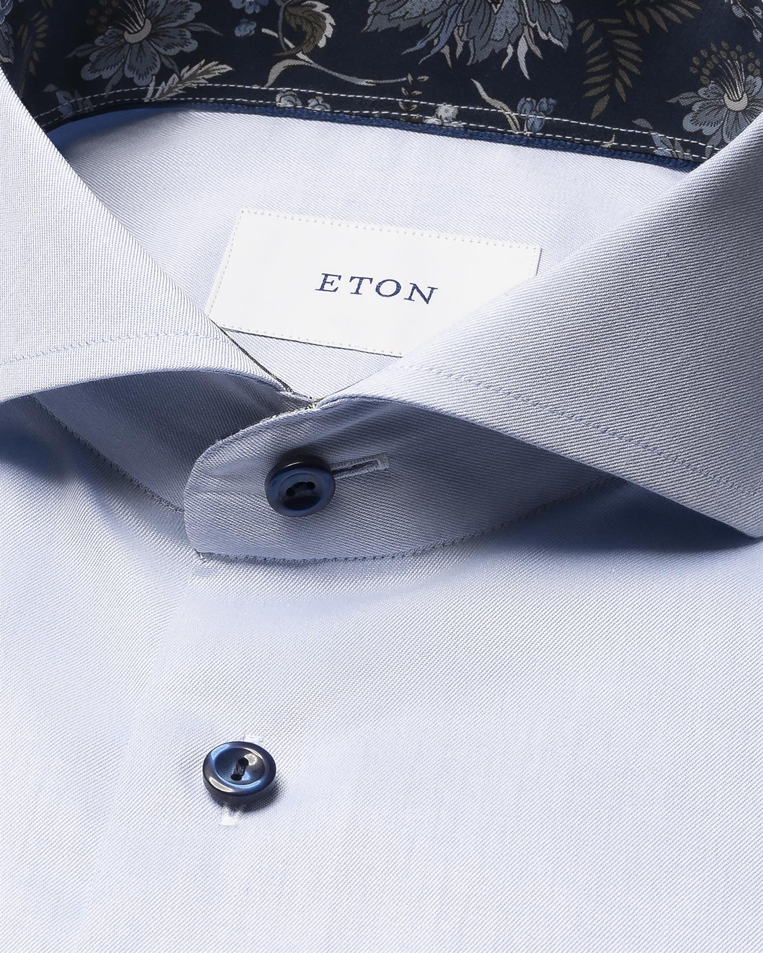 Light blue Floral Effect Signature Twill Slimfit Shirt