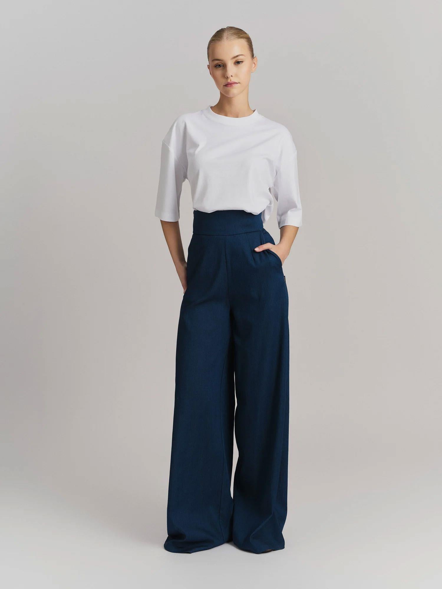 Felica Tencel Pants Dark Blue
