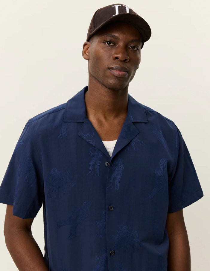 Lesley Players Jacquard SS Shirt Dark Navy