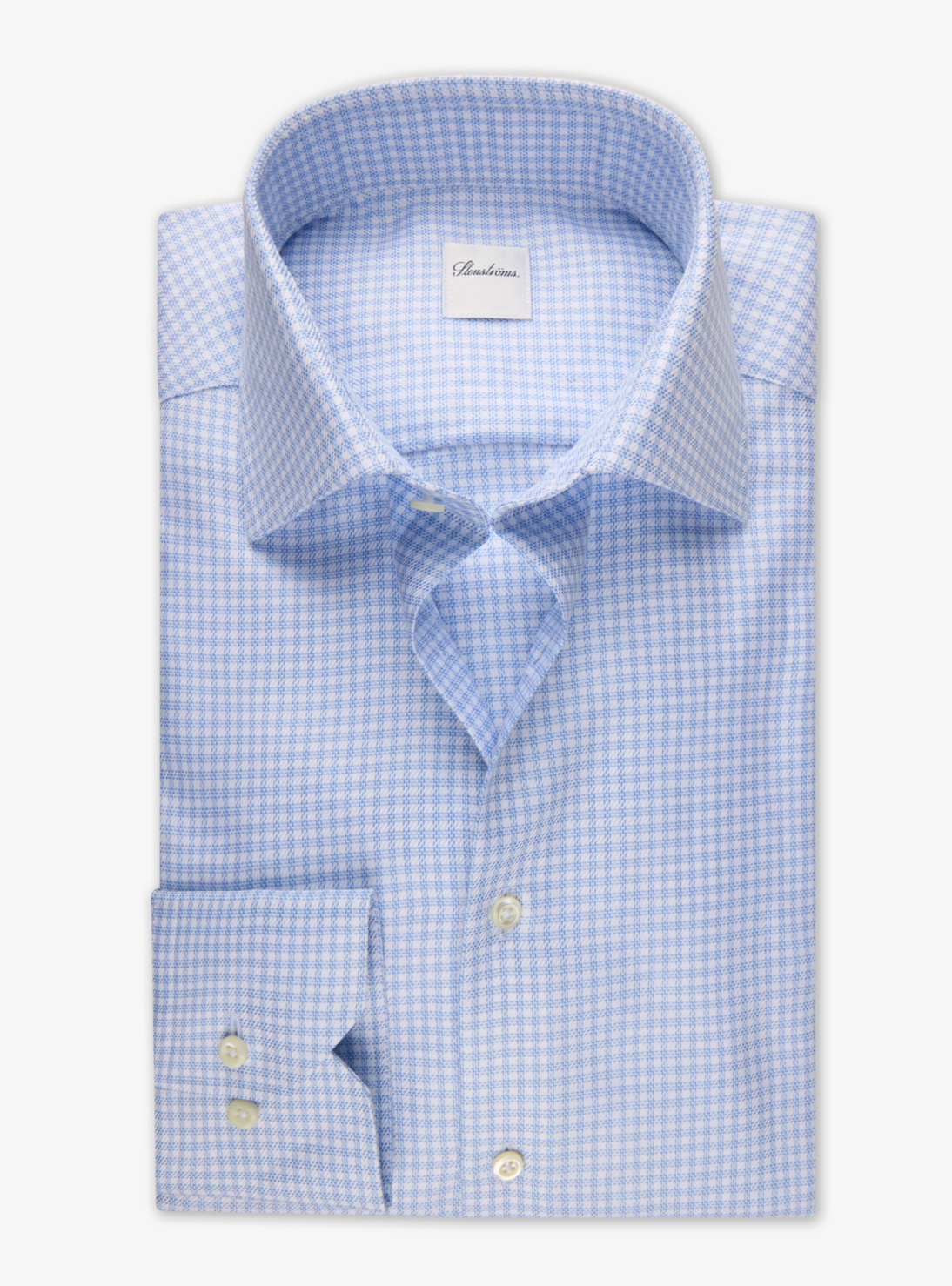 Light blue Checked Twill Slimline Shirt