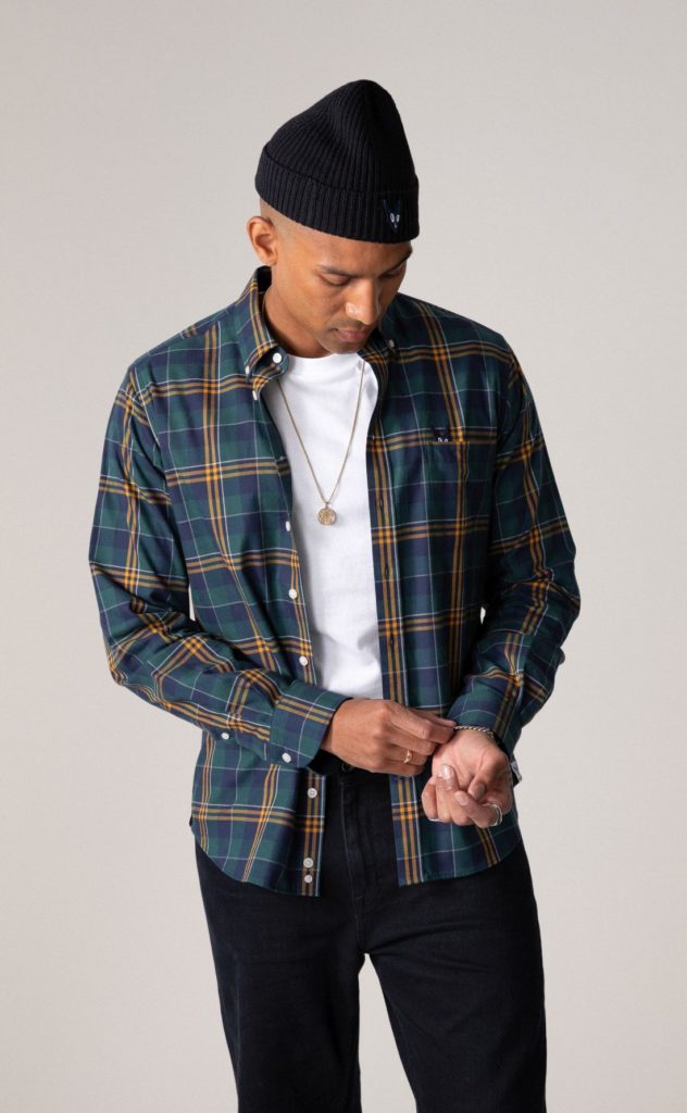 Plaid Flannel Green Navy Yellow Shirt
