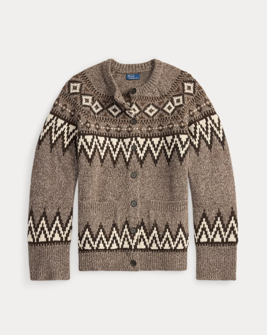 Fair Isle Wool-Blend Cardigan Mushroom Multi