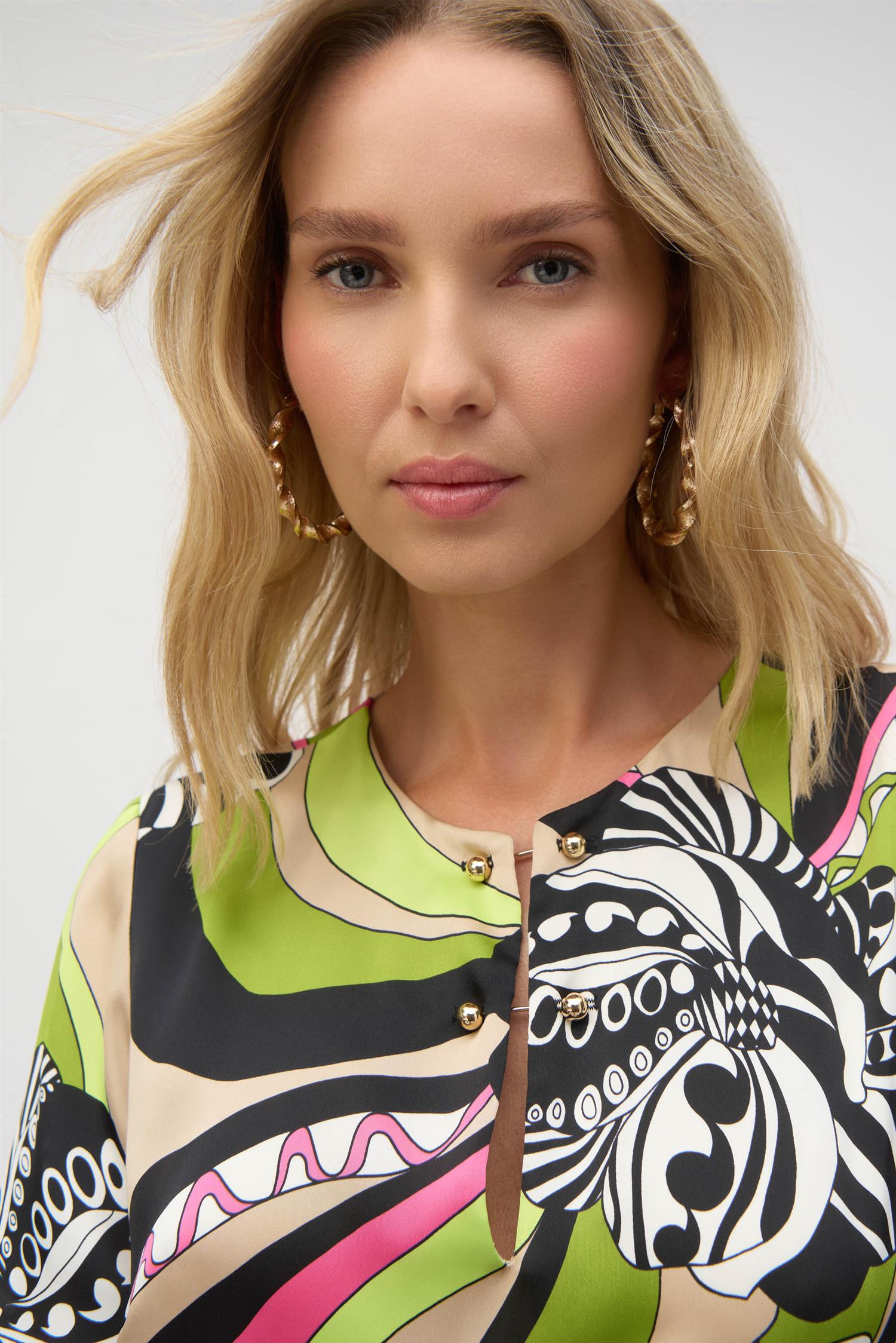 Satin Retro Print Dress