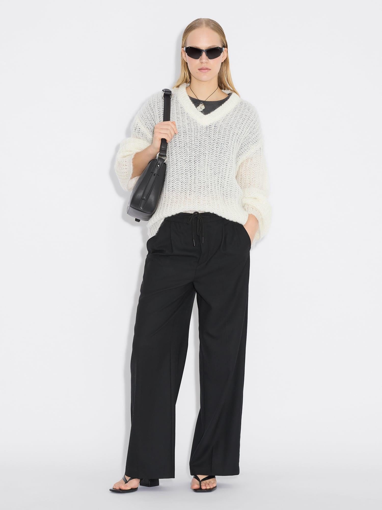 Boxy Mohair V-Neck Ecru