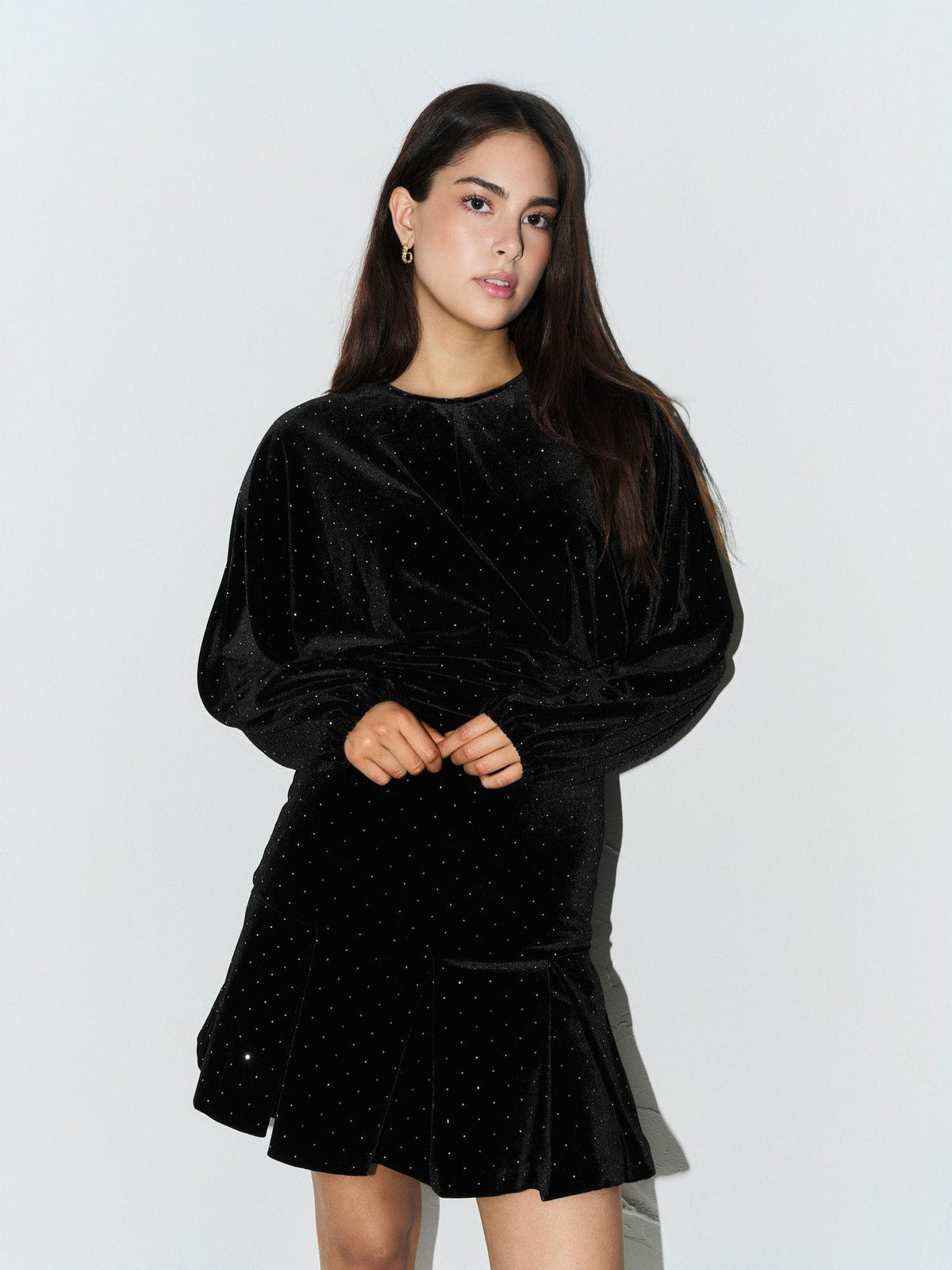 Jamal Stud Velour Dress Black