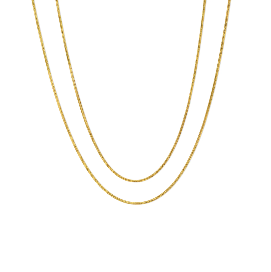 Silvia - Double Chain snake chain necklace stainless steel - gold