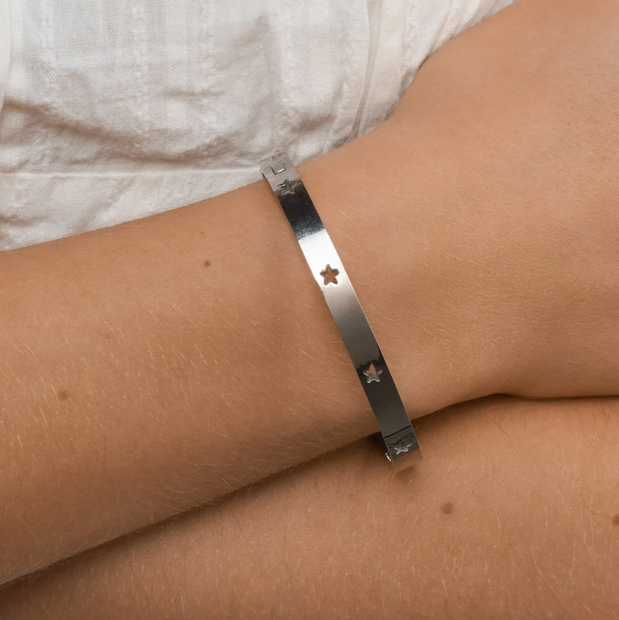 LEIA-STAR BANGLE BRACELET STAINLESS STEEL - Silver