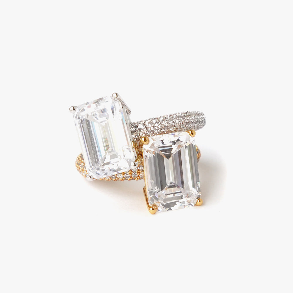Mega Rectangle Ring White Gold