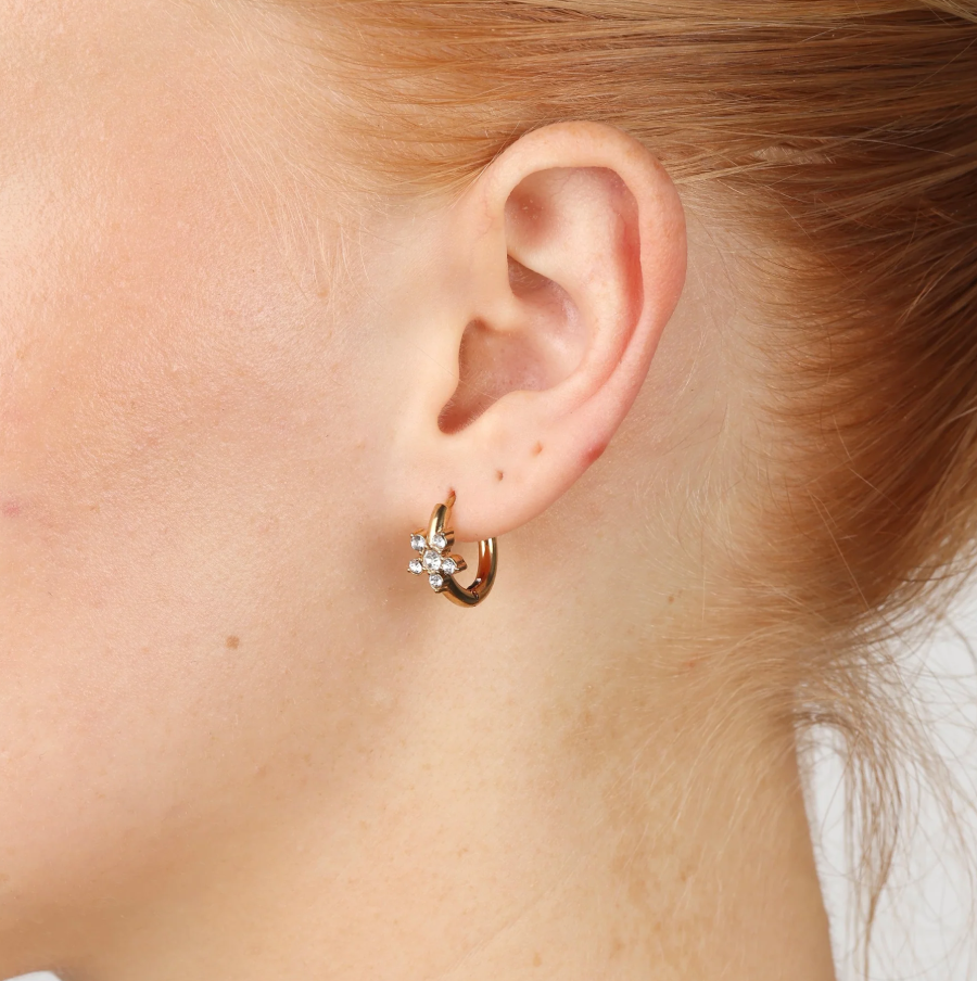 Helia crystal hoop earrings gold