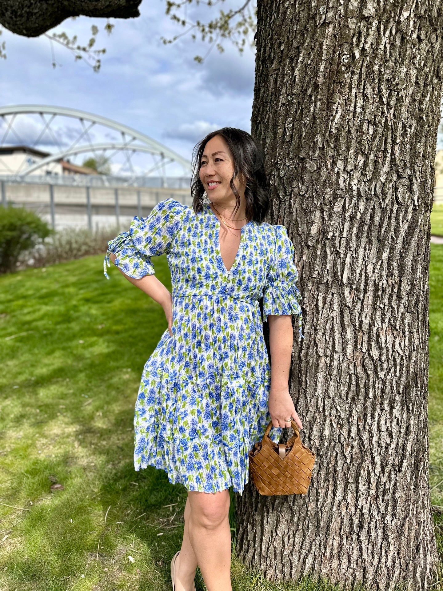 Twisted Mini Dress Peonies