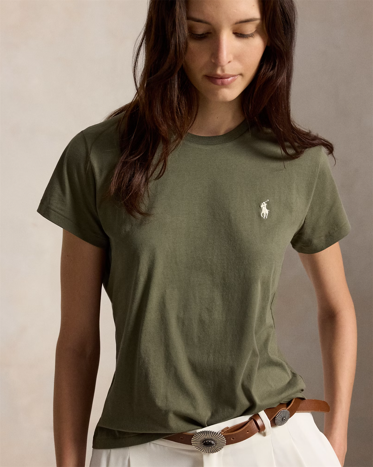 Classic fit cotton jersey crewneck tee dense olive