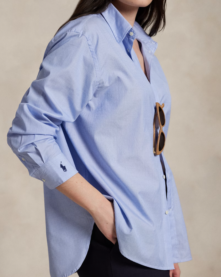 Oversized Fit Cotton Shirt Classic Medium Blue