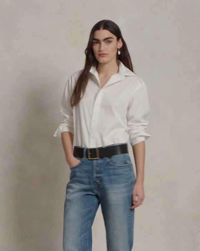 Oversized Fit Cotton Shirt white