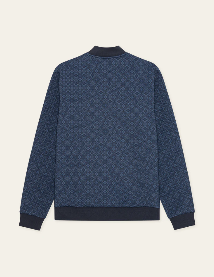 Ballier AOP Crew Bomber Jacket Dark Denim Blue