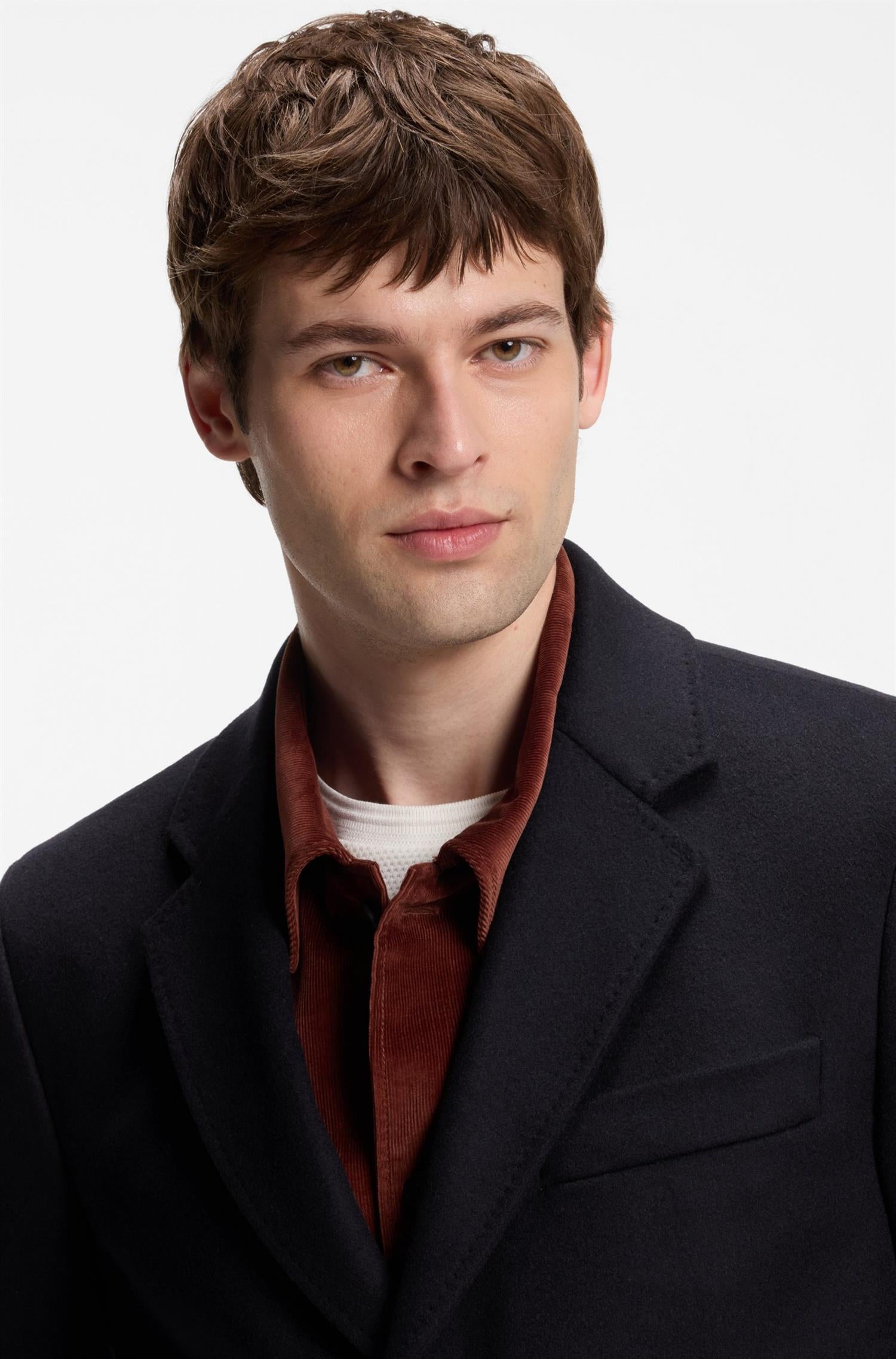 H-Hyde Formal Coat In Wool And Cashmere Navy