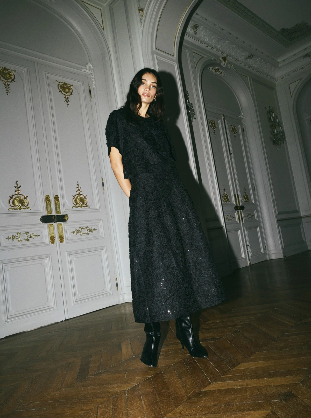 Mmreya Sequins Skirt Black