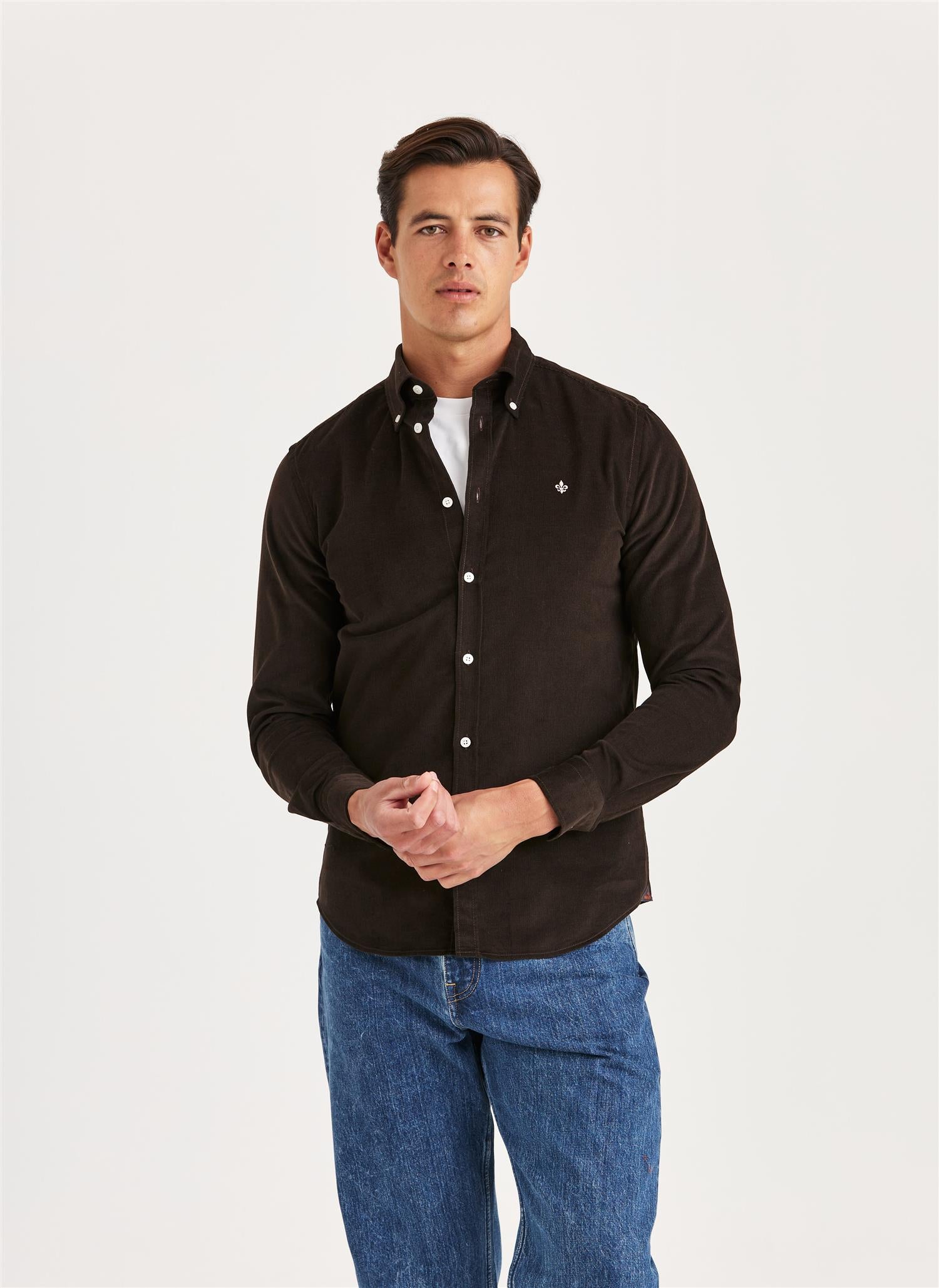 Douglas Cord Shirt-Slim Fit Brown