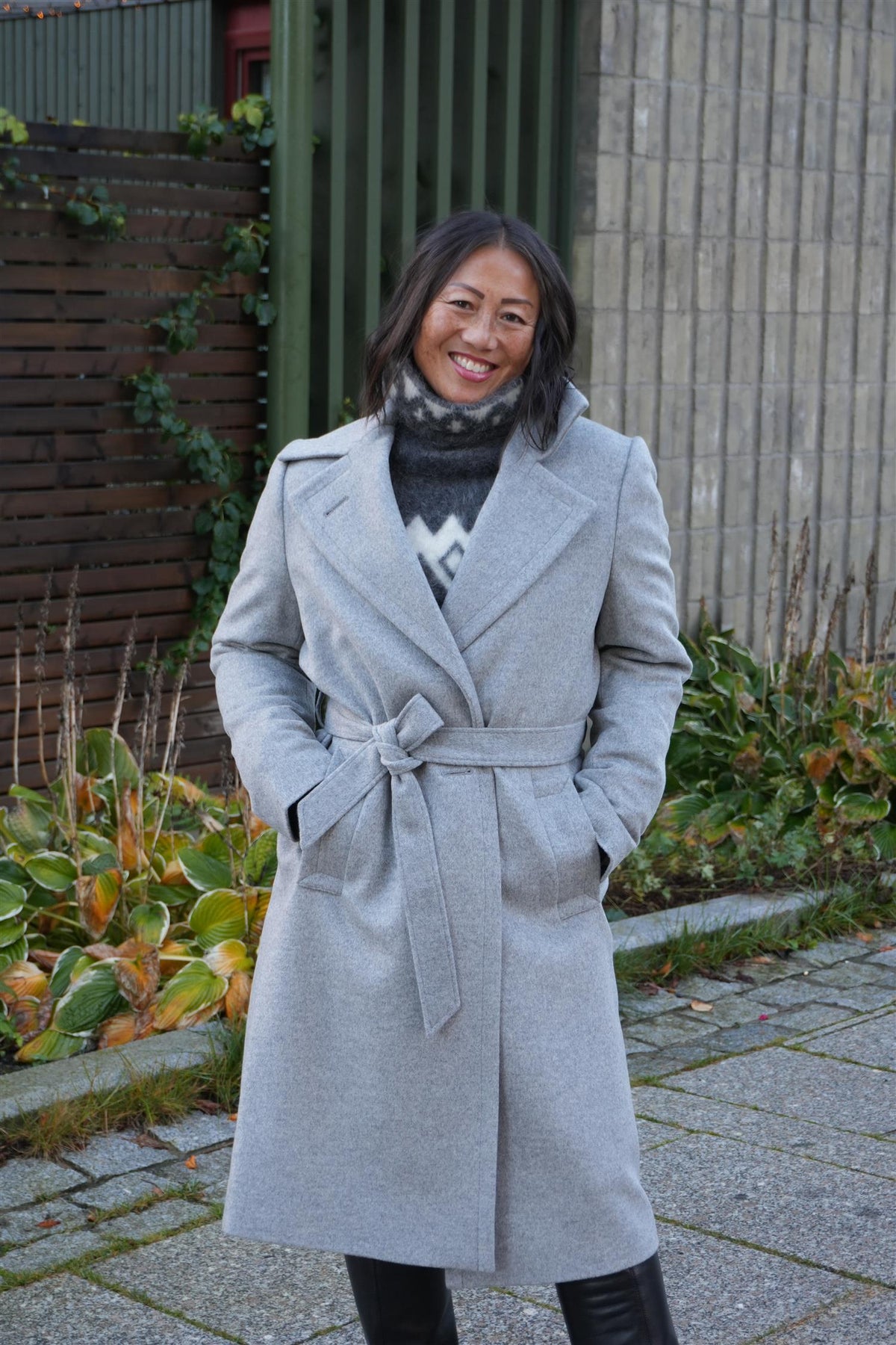 Clareta Belt Midi Smoky Grey Cashmere Coat