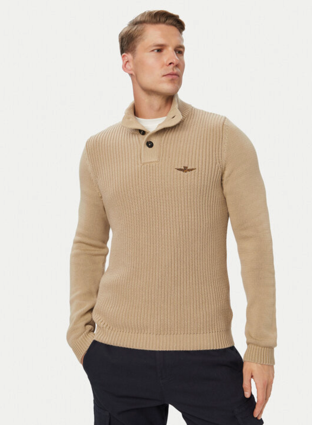 Turtlneck Jumper With Buttons Hazelnut