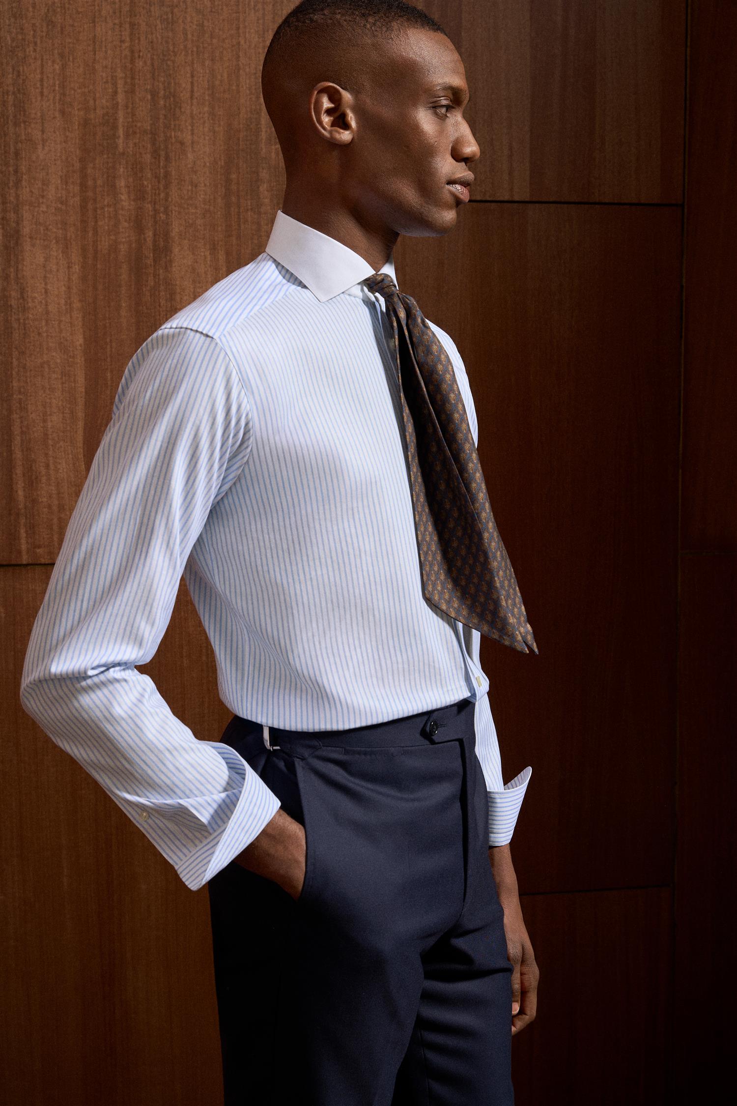 Light blue Striped Signature Slimfit Oxford Shirt