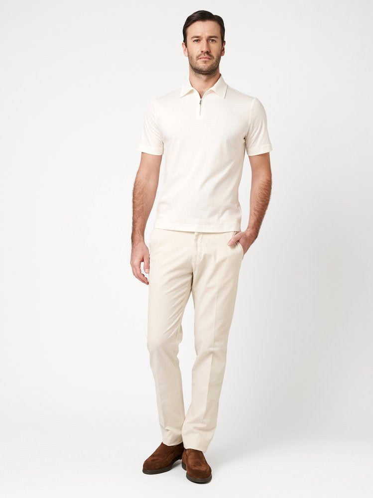 Luxury Two Ply Polo Zip Cream