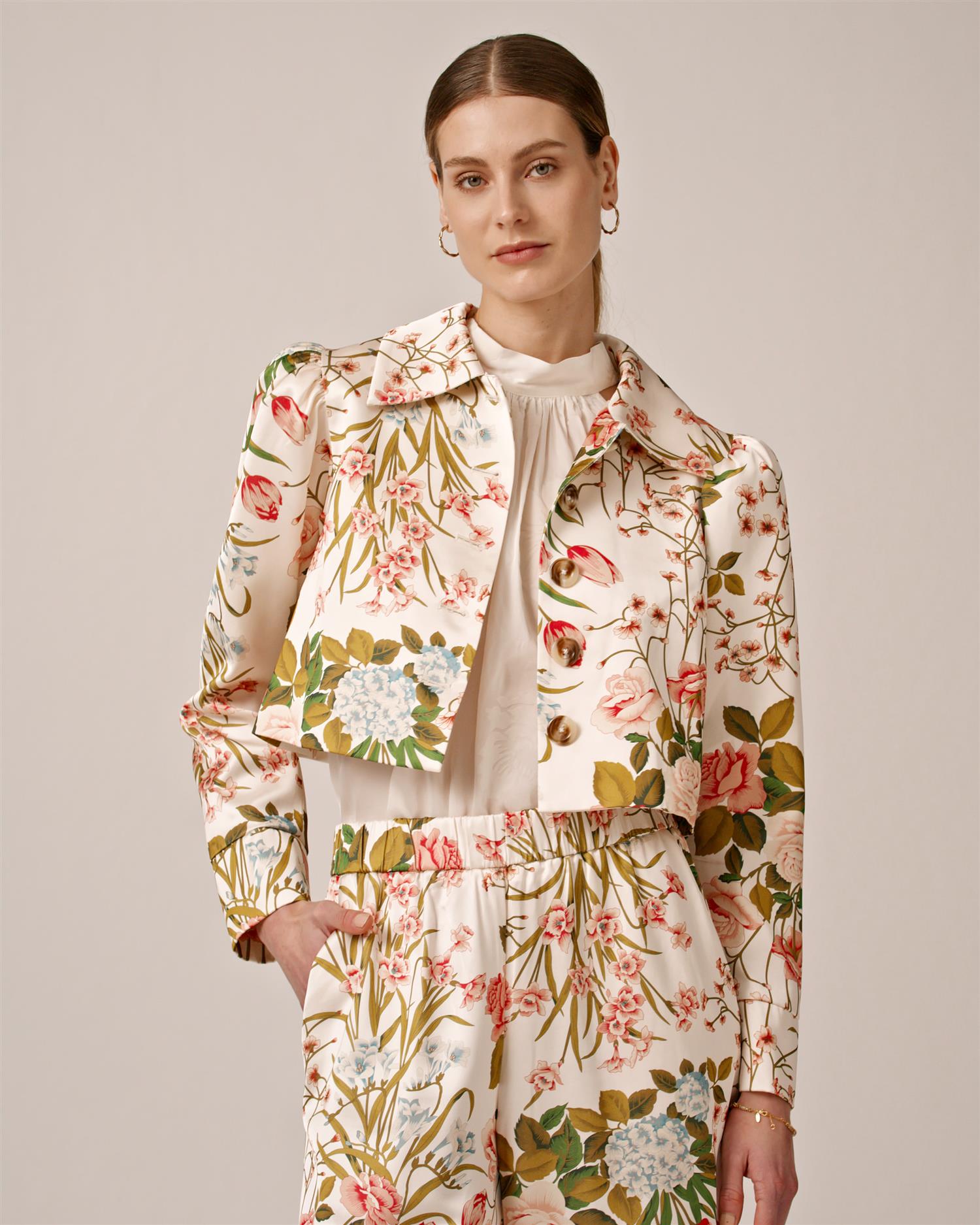Tailored Satin Jacket PF25 Flower Fields