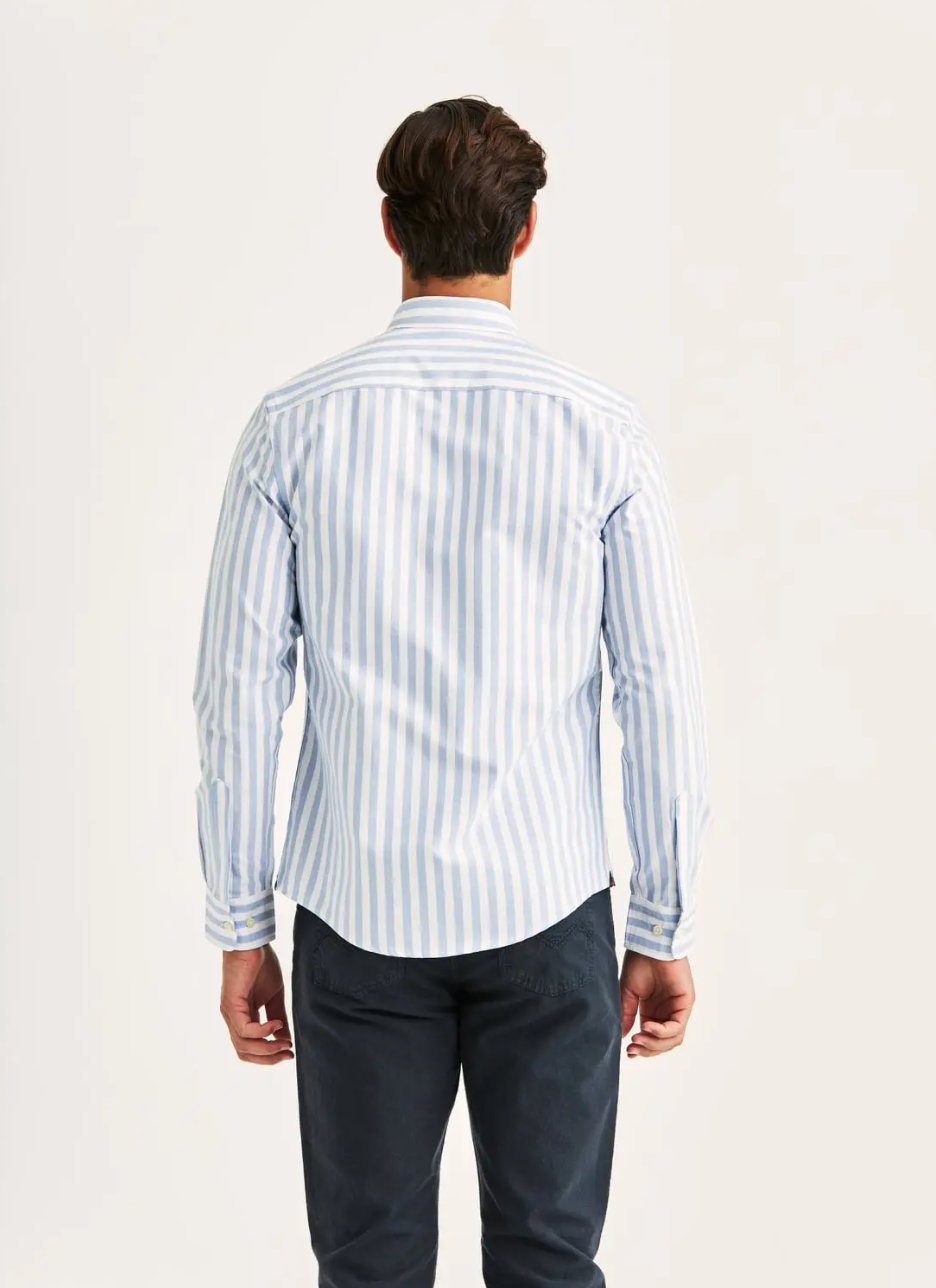 Douglas Oxford Stripe Shirt-Slim Fit Light Blue