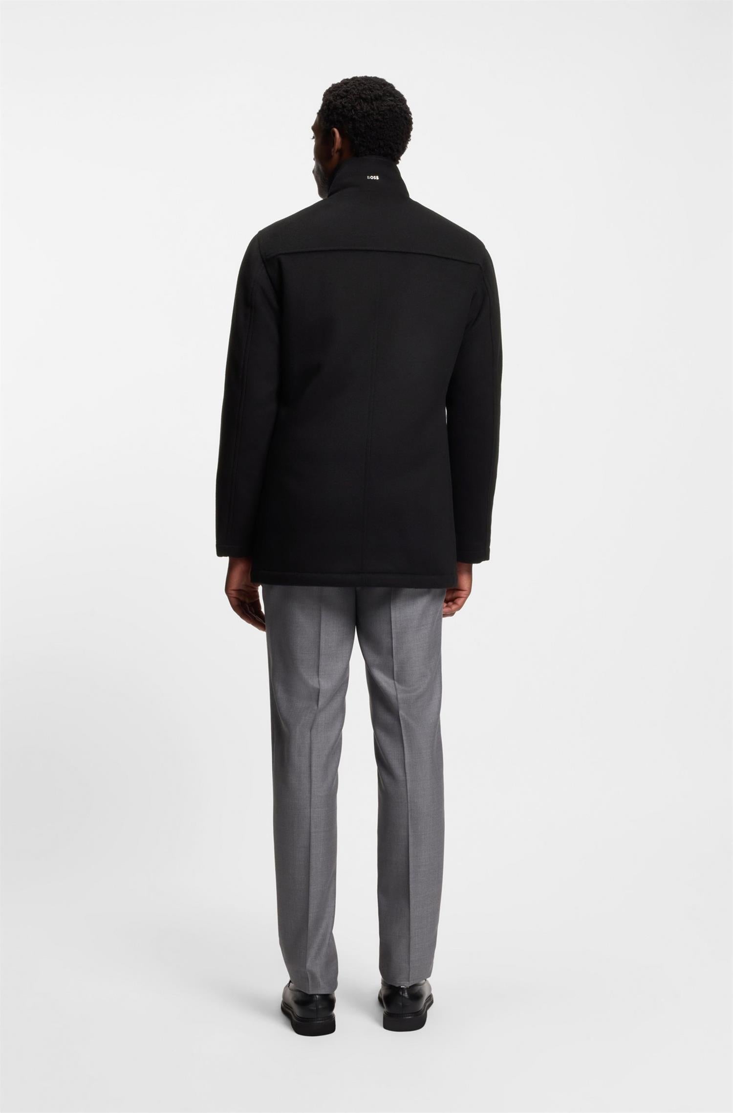 H-Coxtan Wool and Cashmere coat Black