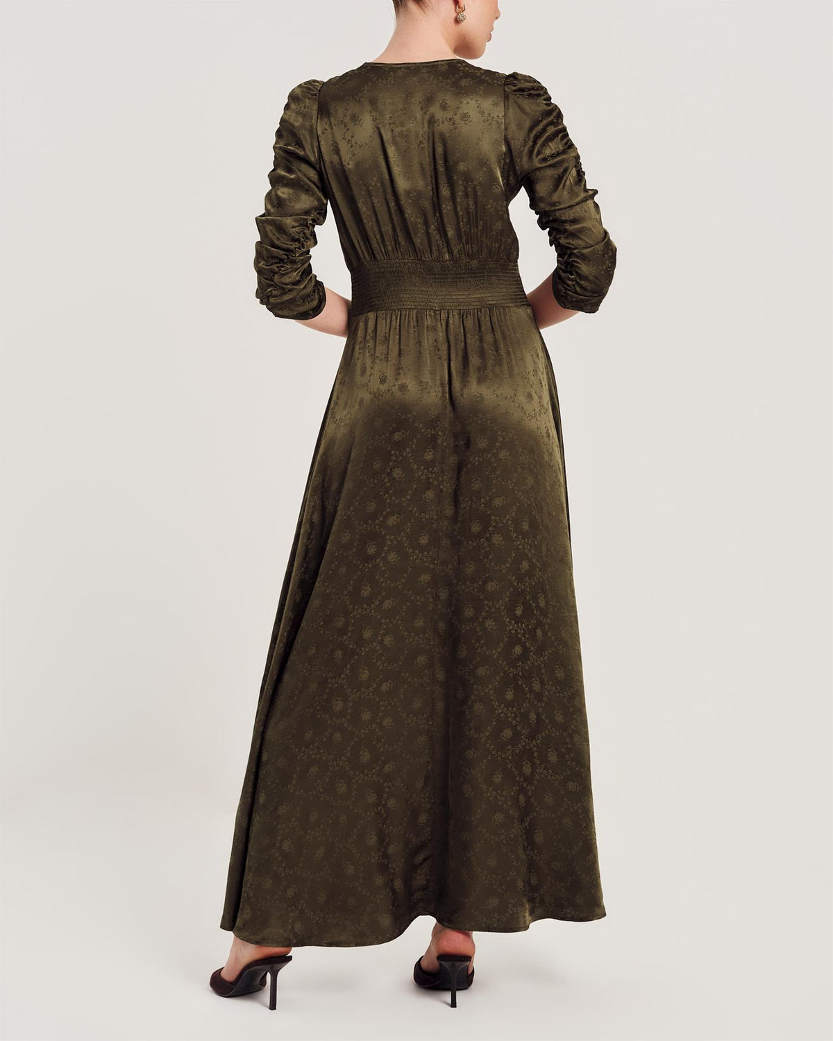 Jacquard Button-Down Dress PS-27 Forest