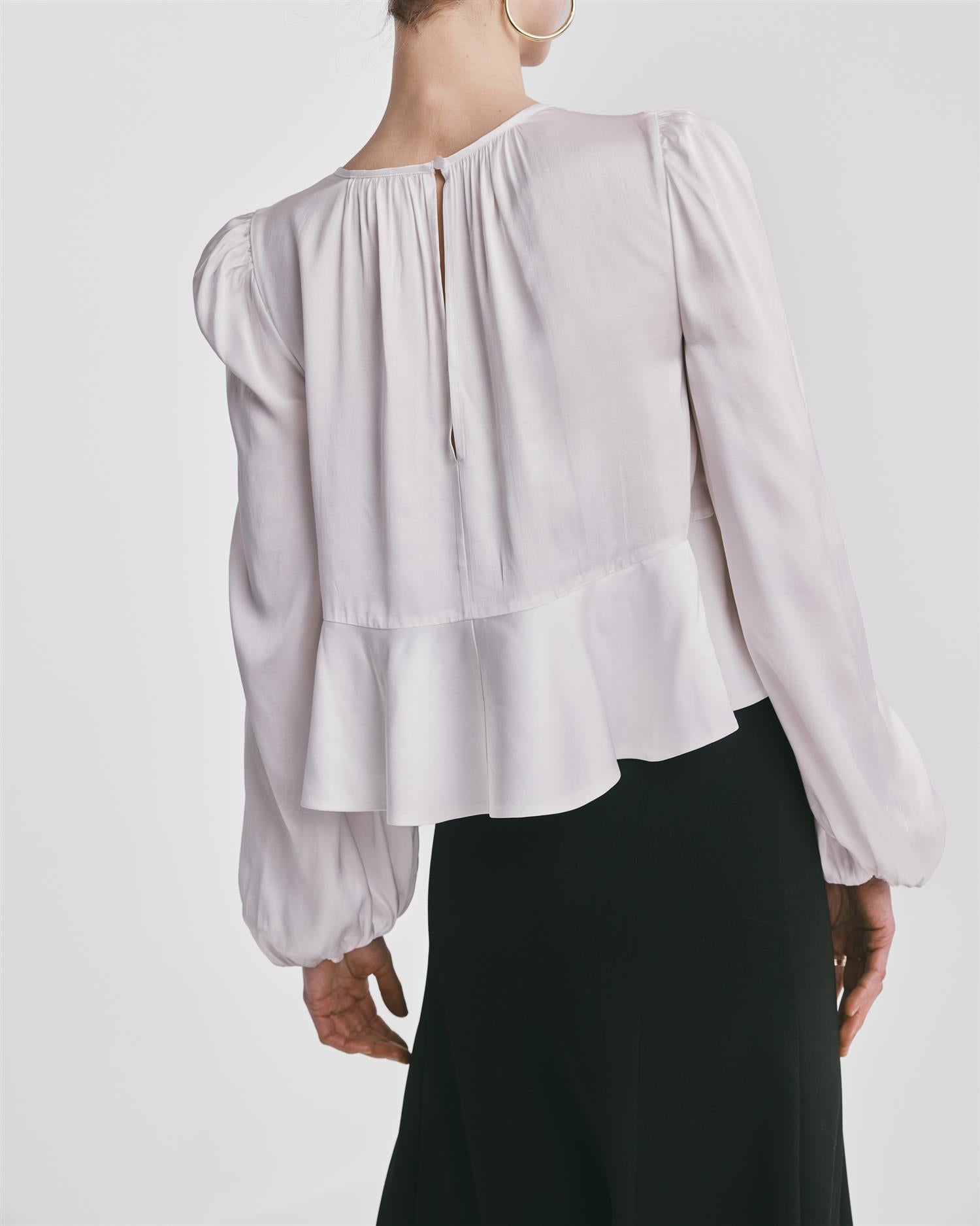 Satin Flounce Top PS26 Offwhite