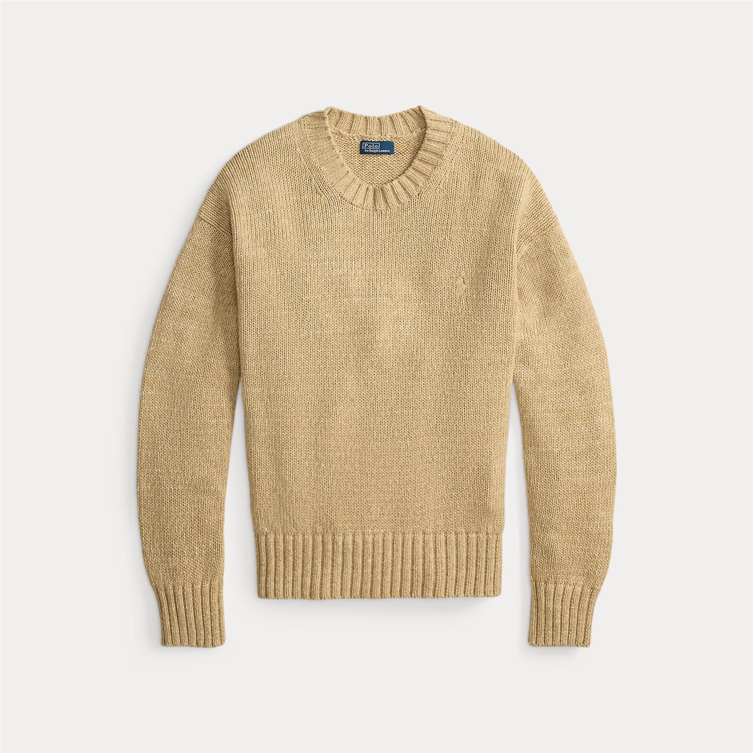 Logo Cotton Crewneck Jumper Khaki
