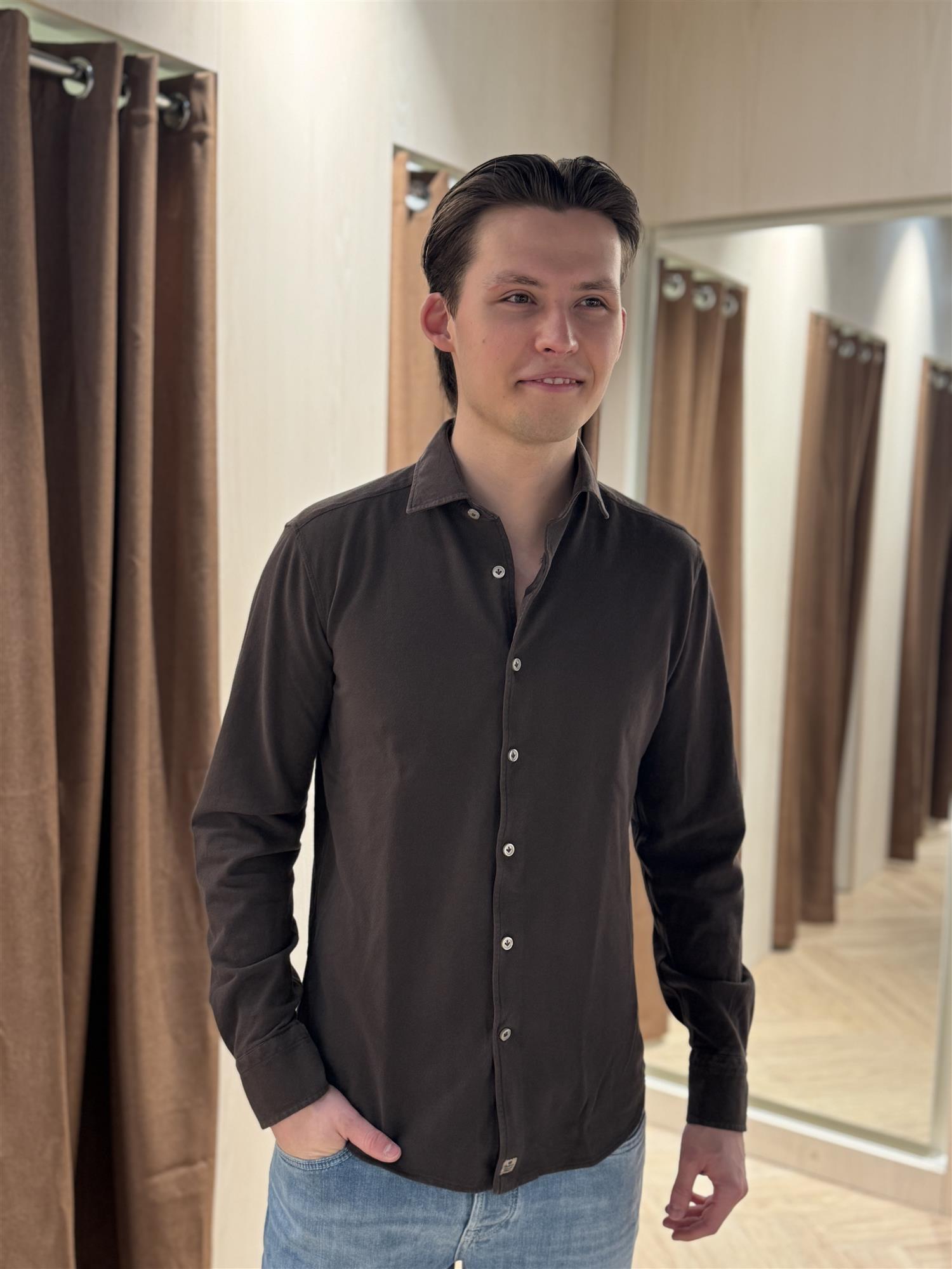 Jersey Piquet Shirt TJ08 Dark Brown