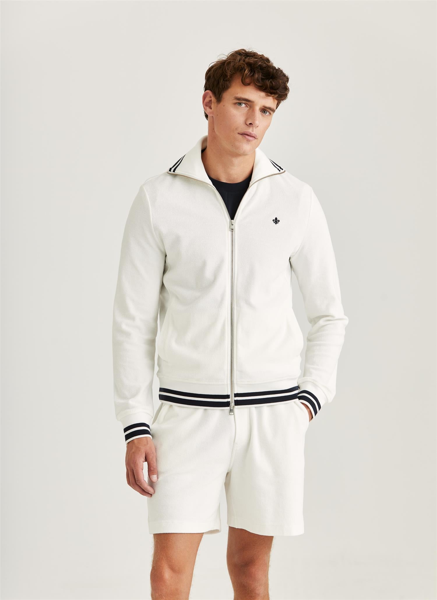 Reedford terry zip cardigan offwhite