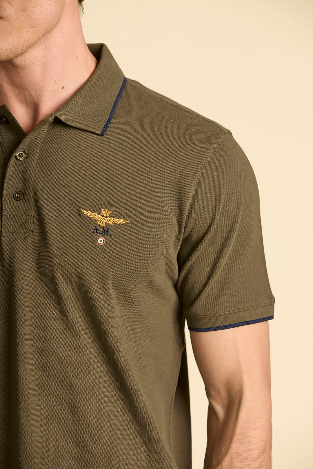 Basic short sleeve cotton polo shirt Olive