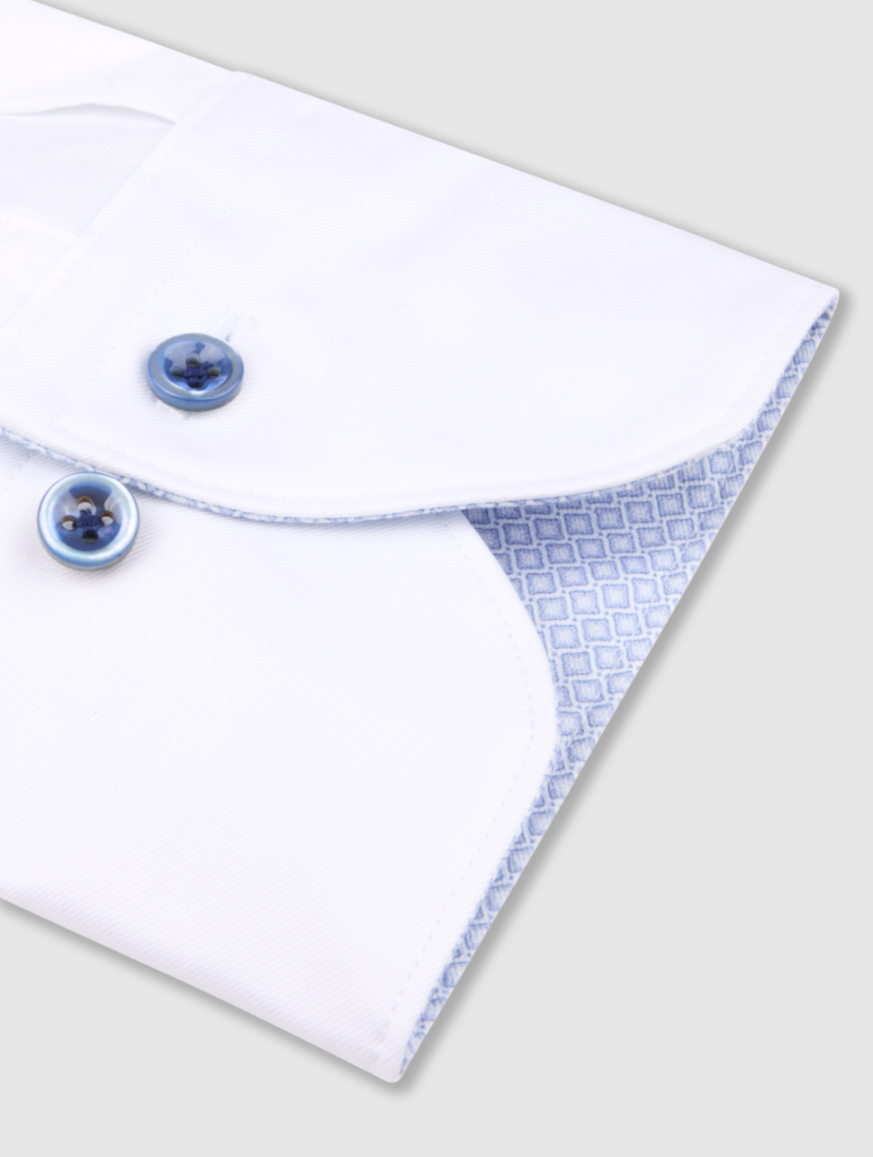 White Slimline Twill Shirt with Blue Contrast