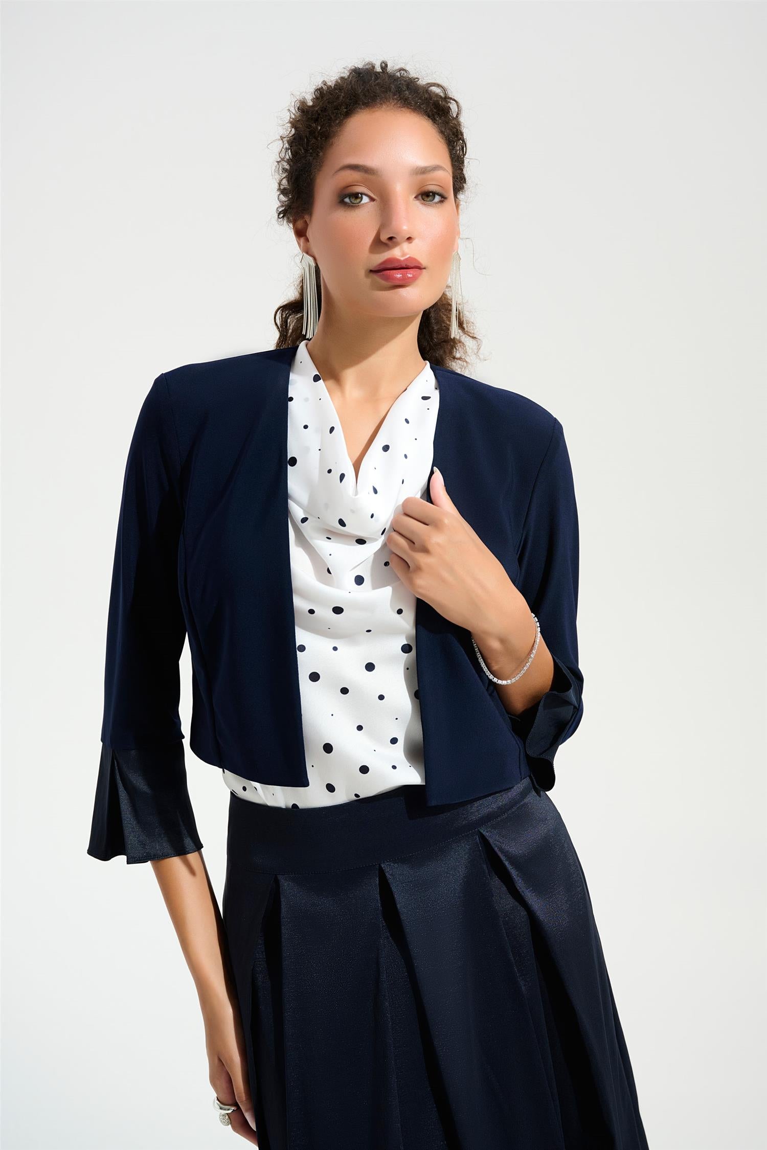 Silky knit Cover-Up With Stretch Taffeta Cuffs Navy