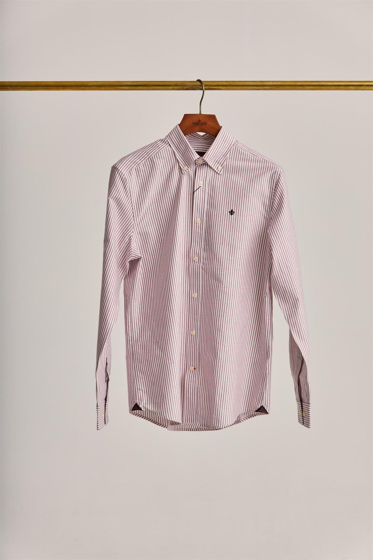 Douglas Oxford Stripe Shirt-Slim Fit Wine Red