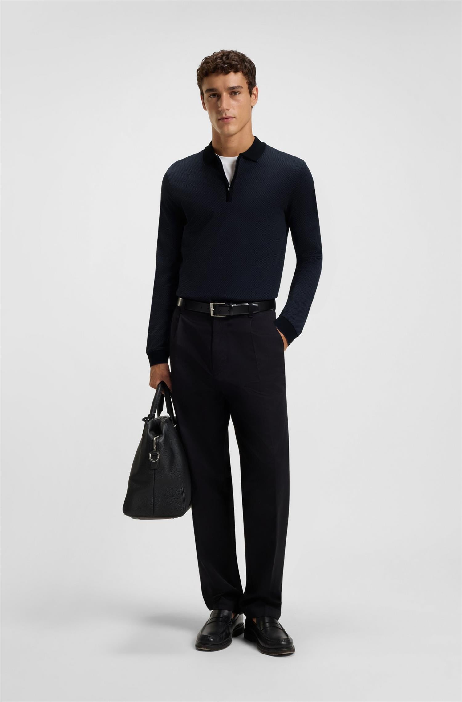 Peduzzi Mercerised Polo Black