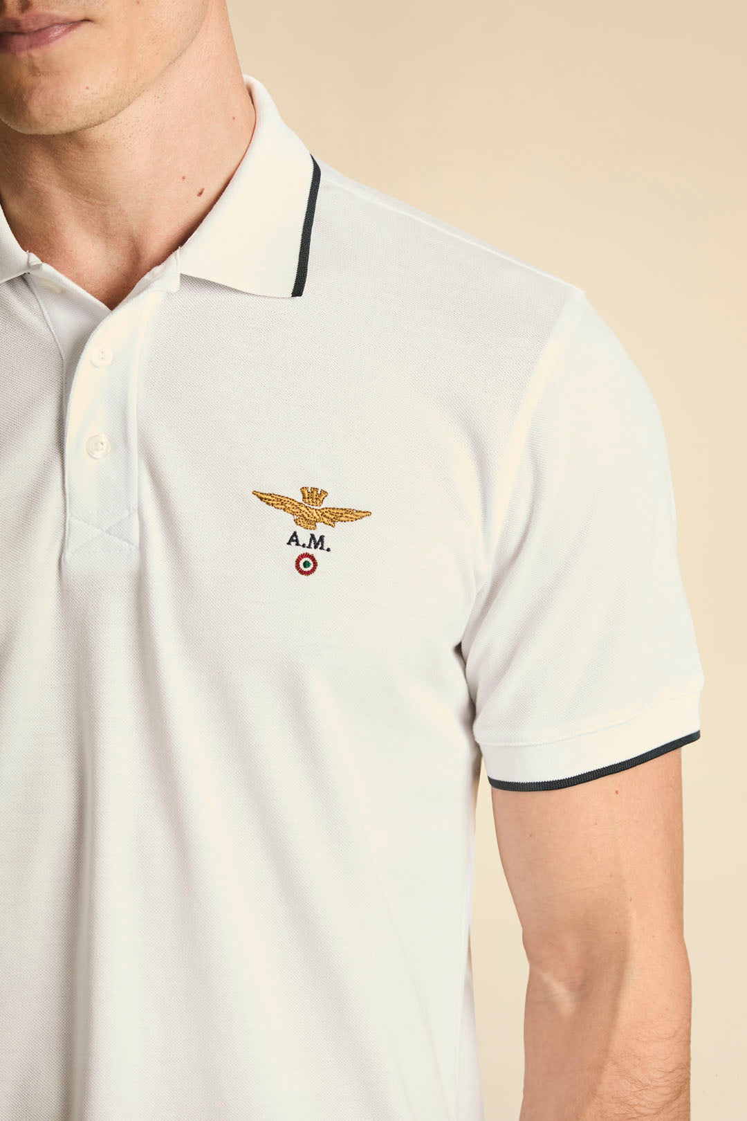 Basic short sleeve cotton polo shirt Off White