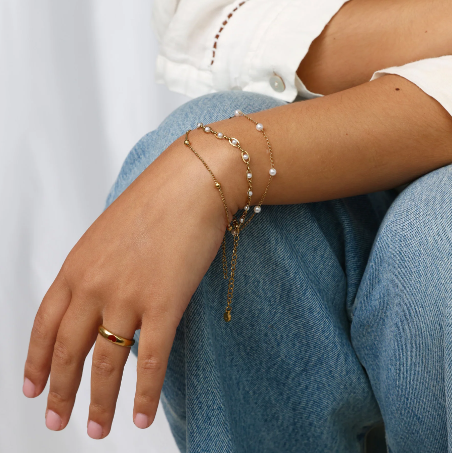 Nanna pearl chain bracelet gold