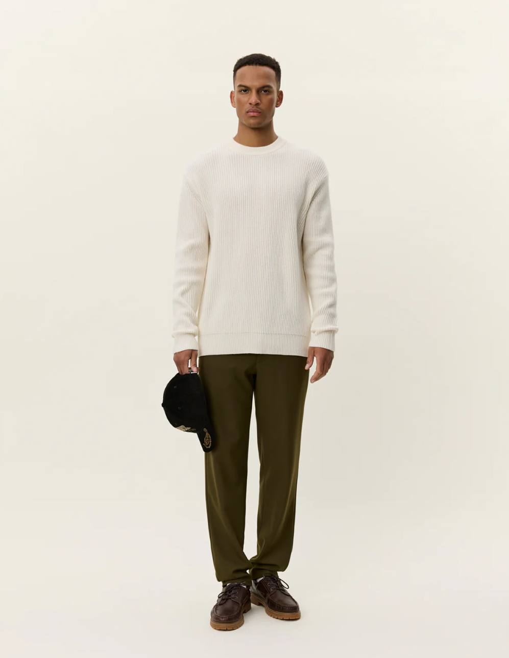 Eddie Wool Rib Crewneck Knit Ivory