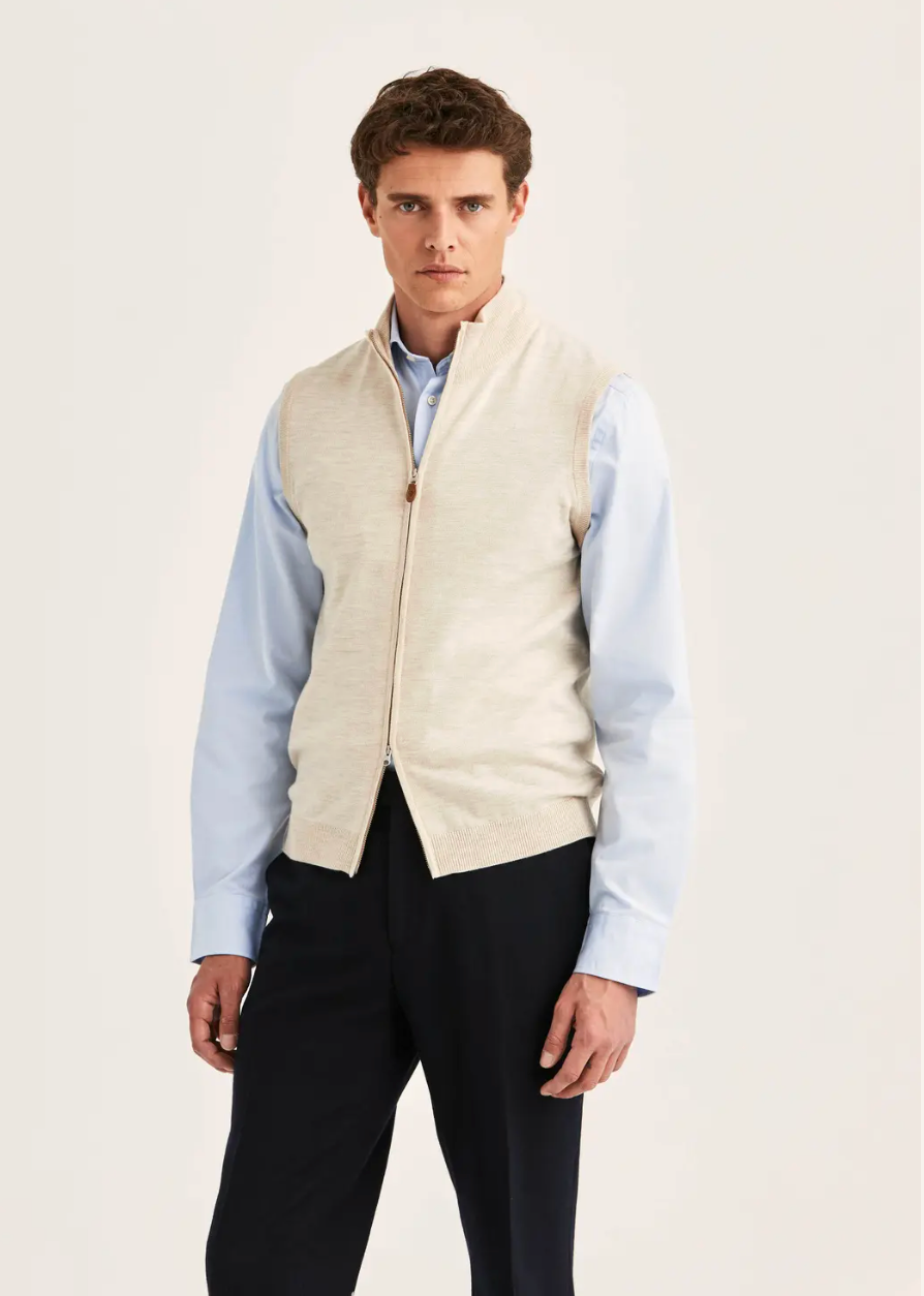 Merino Zip Vest Offwhite