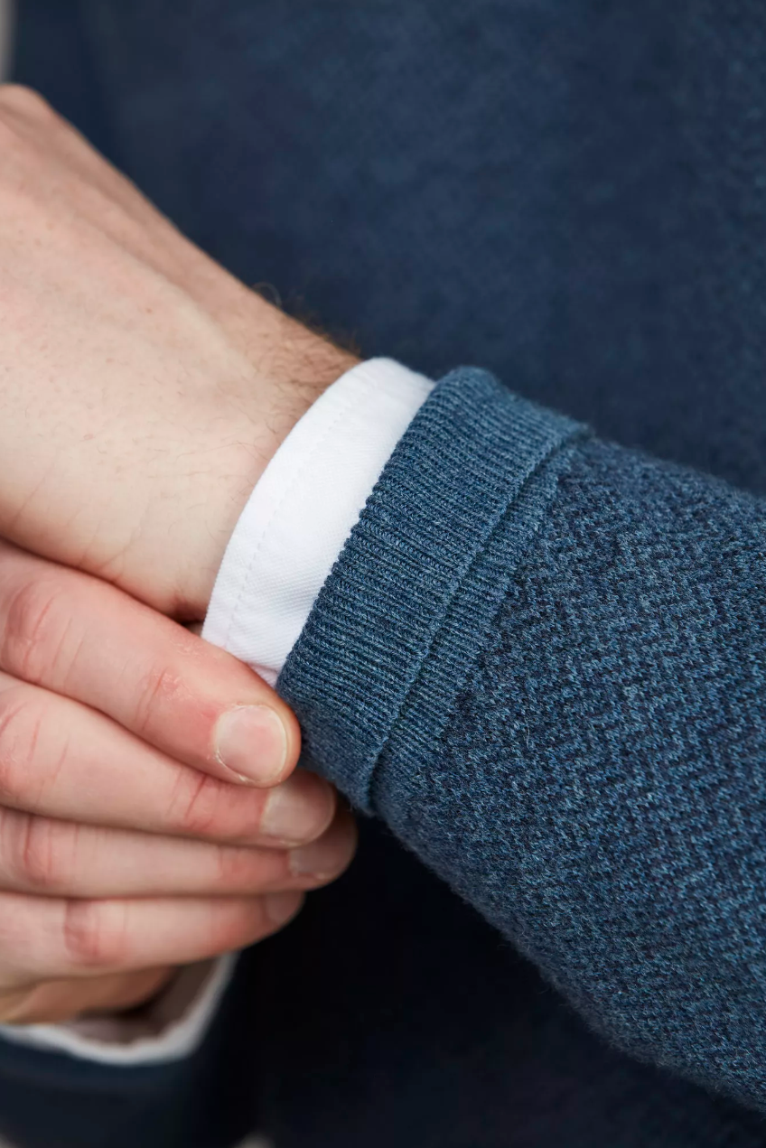 2Tone Herringbone Knit Blue