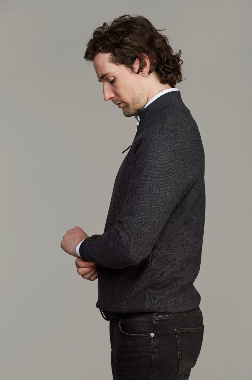 Half Zip Structure Knit Antracit